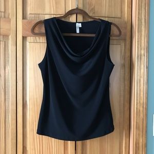 Black drape neck sleeveless shell
